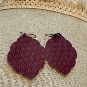 Leather Maroon Earrings